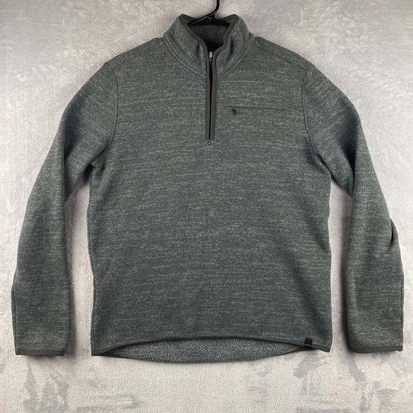 Prana Sweater Mens Large Gray 1/4 Zip Pullover Bryce Knit Fleece Sweatshirt - Picture 2 of 10